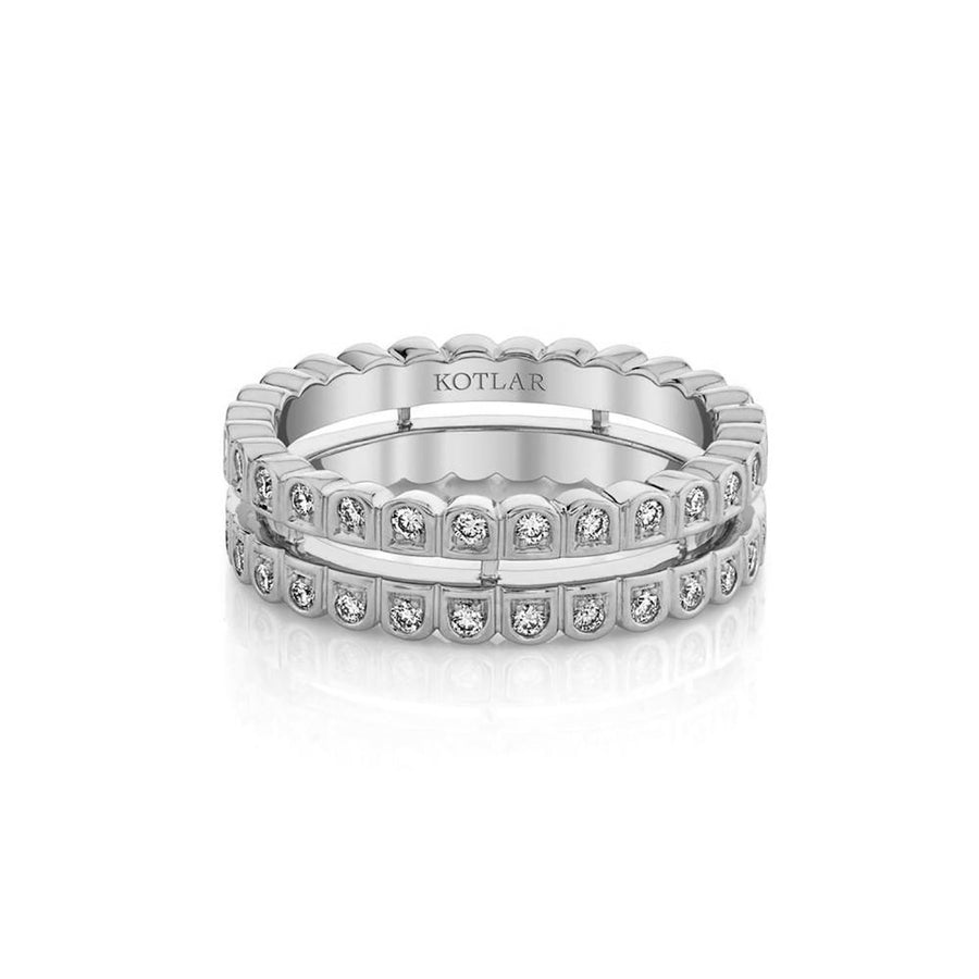 18K White Gold Diamond Scallop Silhouette Band