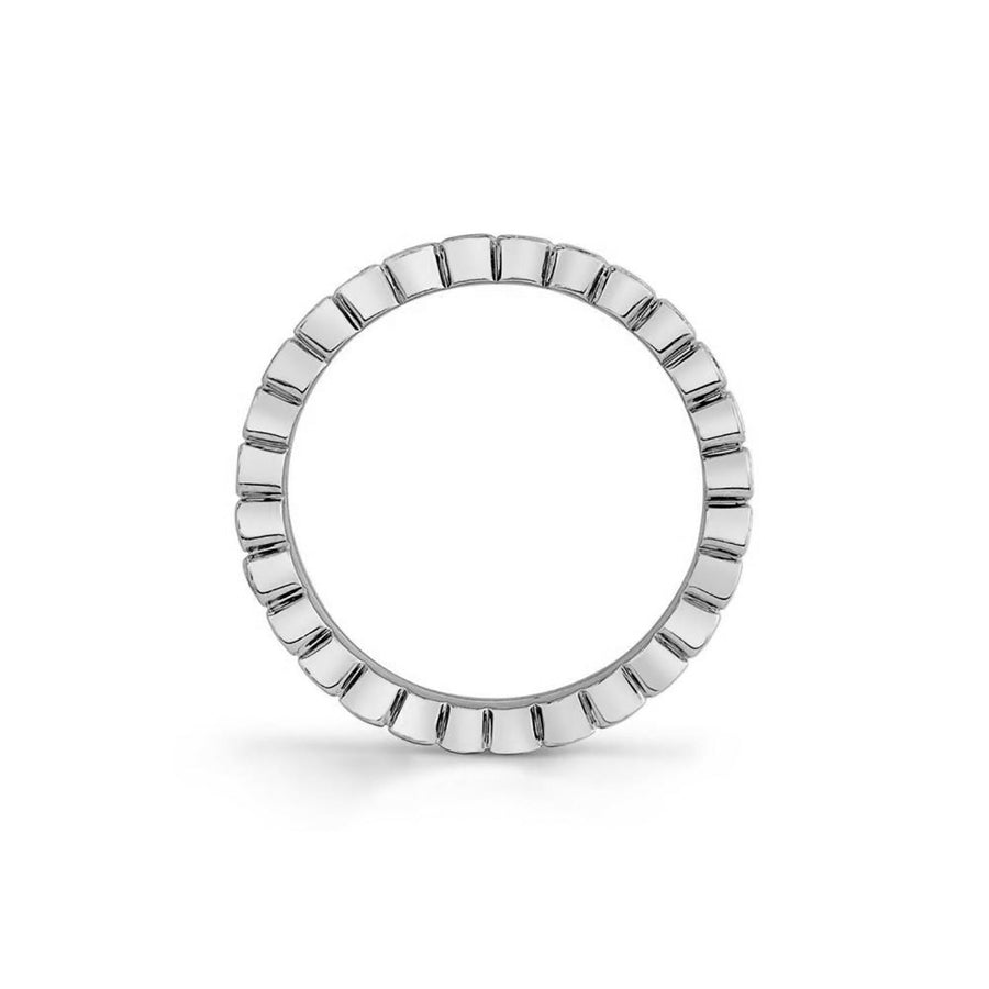 18K White Gold Diamond Scallop Silhouette Band