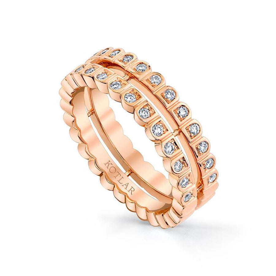 18K Rose Gold Diamond Scallop Silhouette Band