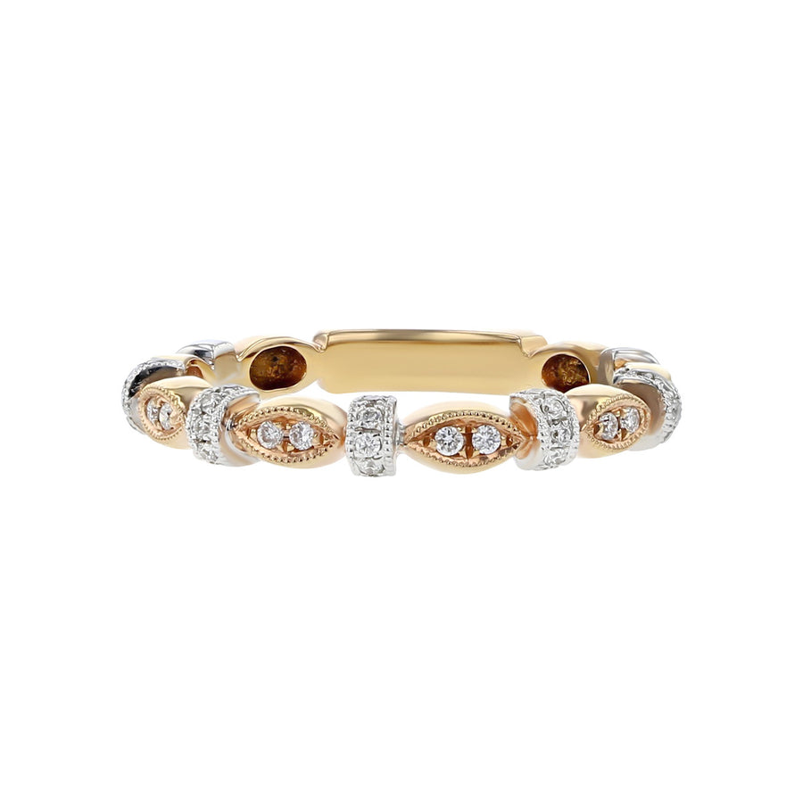 18K Rose Gold Two Tone Diamond Eternity Wedding Band