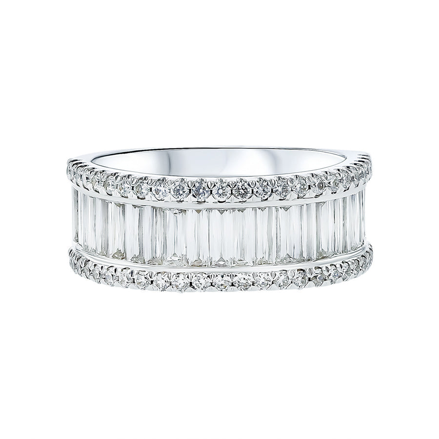 Crisscut Diamond 3 Row Wedding Band