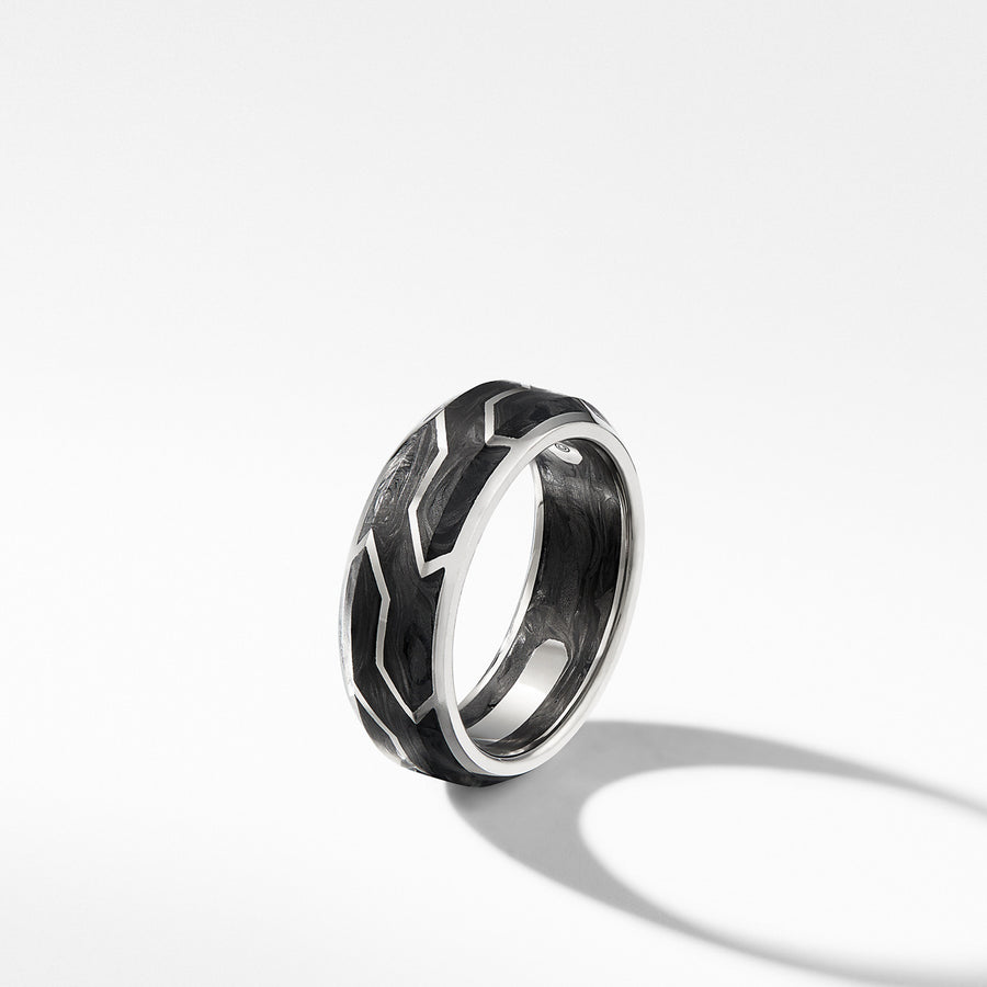Forged Carbon Band with 18K White Gold, 8.5mm