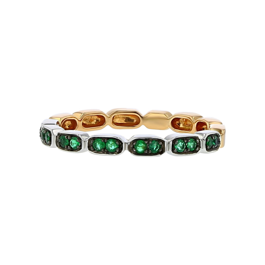 Two-Tone 14K Gold Emerald Stackable Band