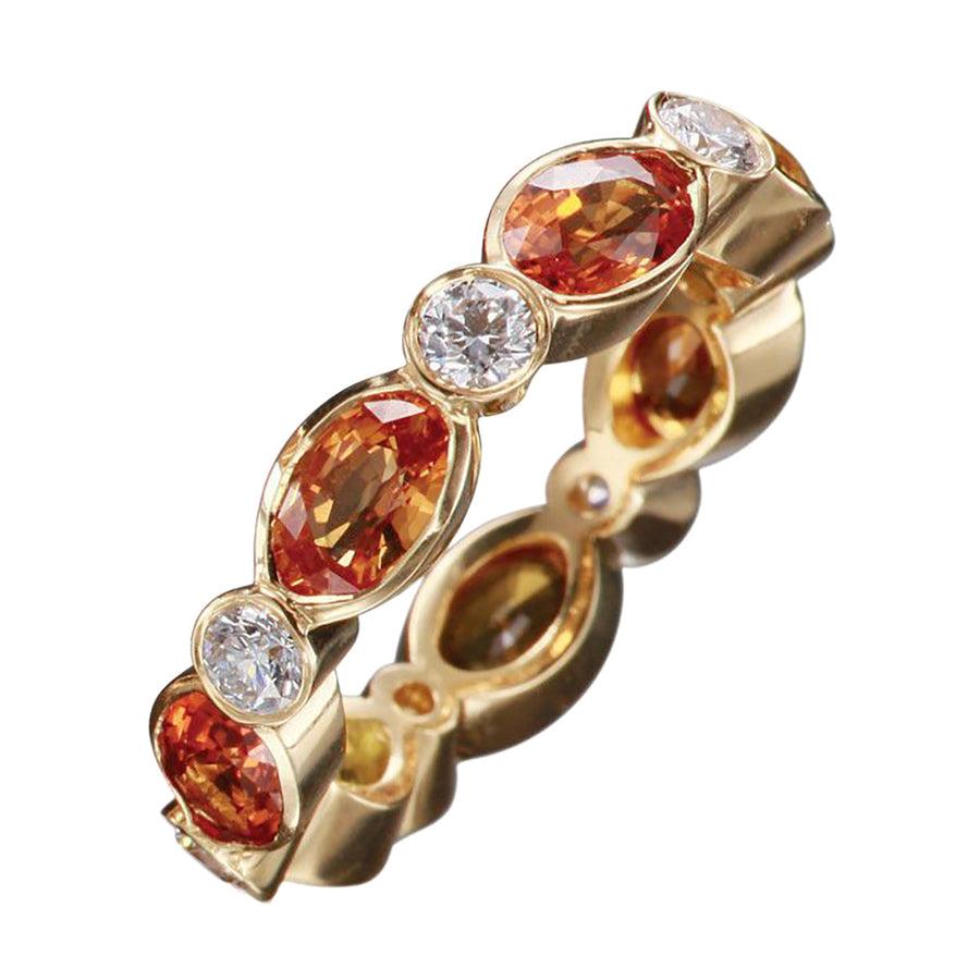 18k Yellow Gold Diamond Sapphire Stackable Ring