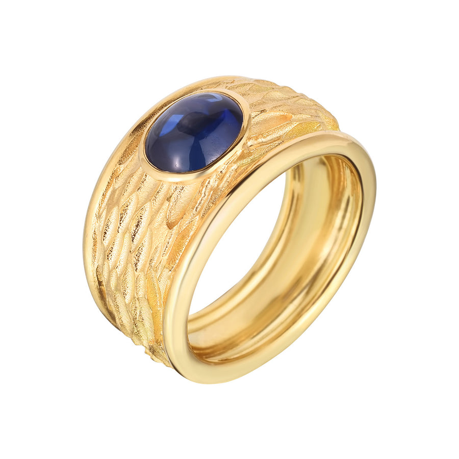 Oval Cabochon Blue Sapphire Ring