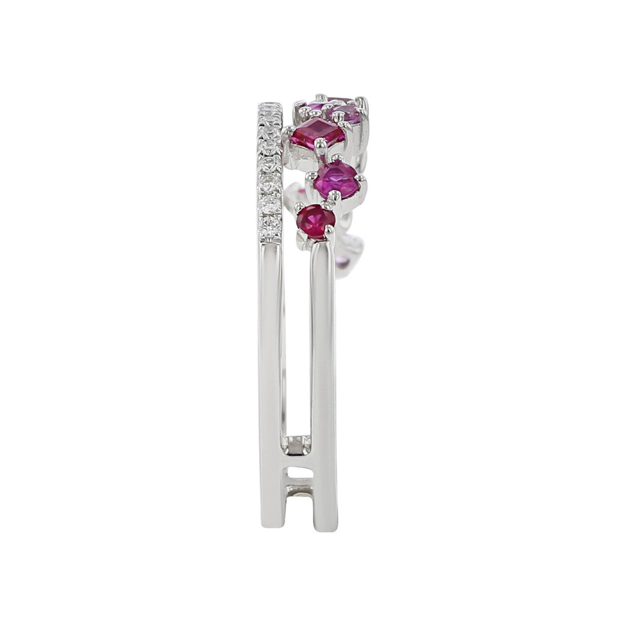 Pink Sapphire, Ruby and Diamond Ring