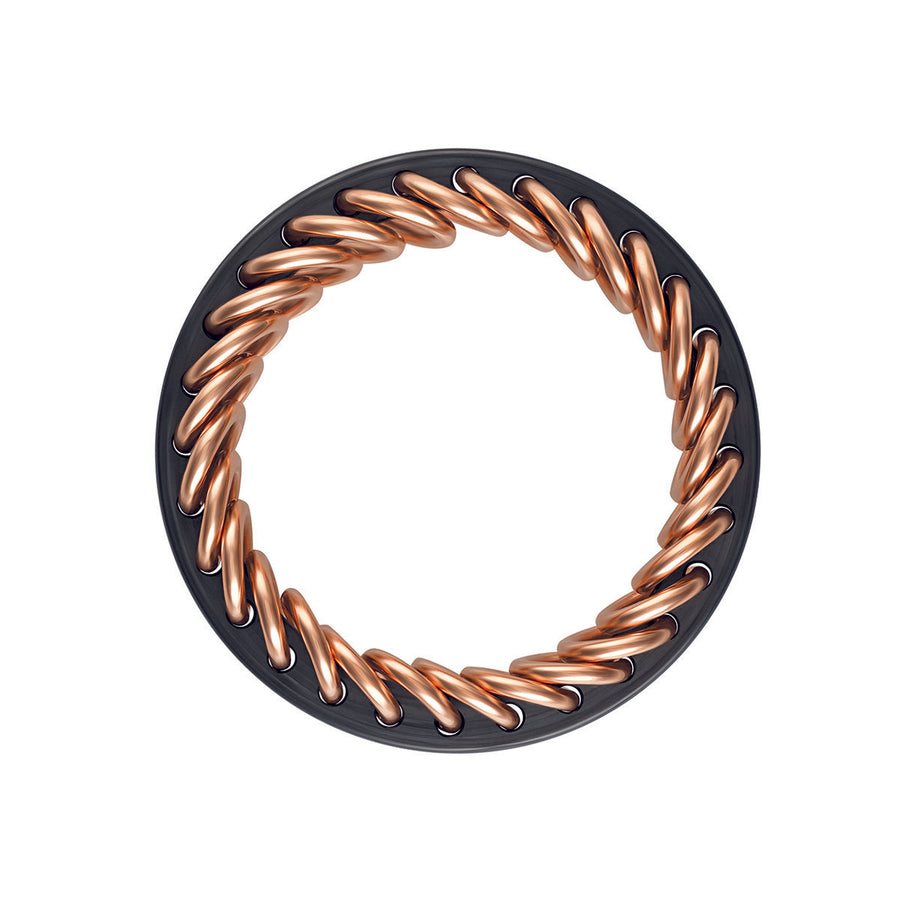 Snakebone Wedding Band in 18K Rose Gold and Carbon Fiber
