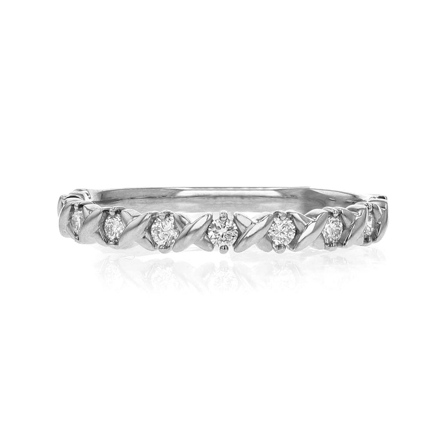 Diamond X Design Wedding Band