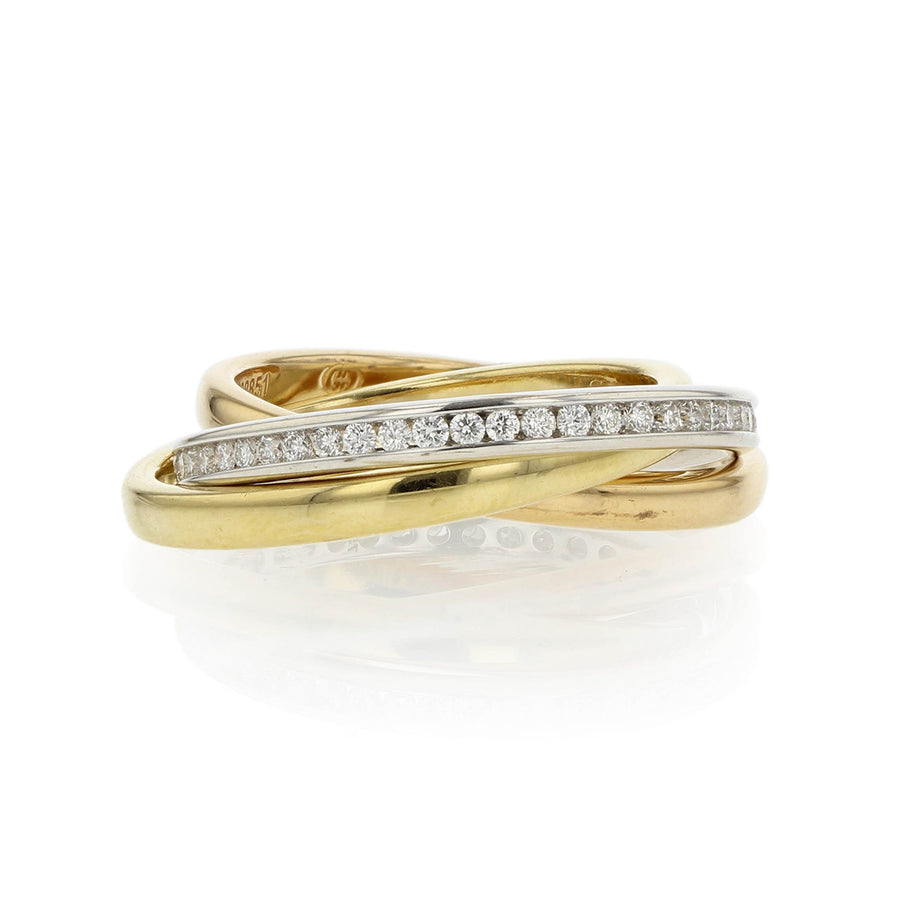 18K Yellow and White Gold Diamond Interlocking Rings