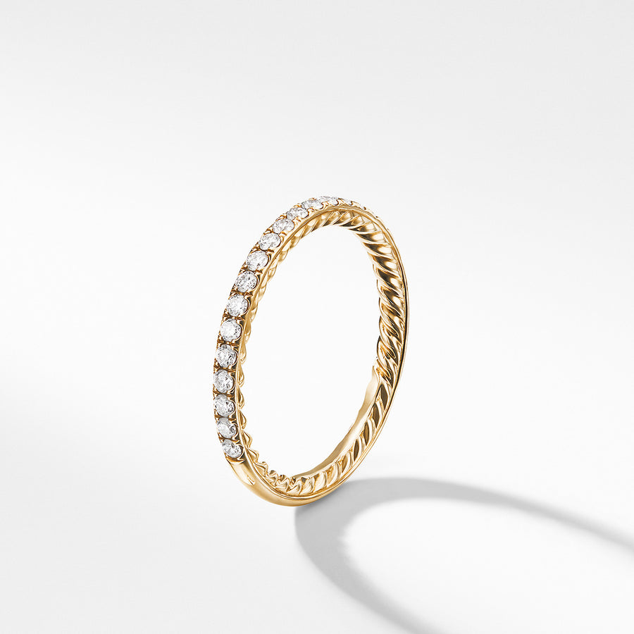 Partway Band Ring in 18K Yellow Gold with Pave Diamonds