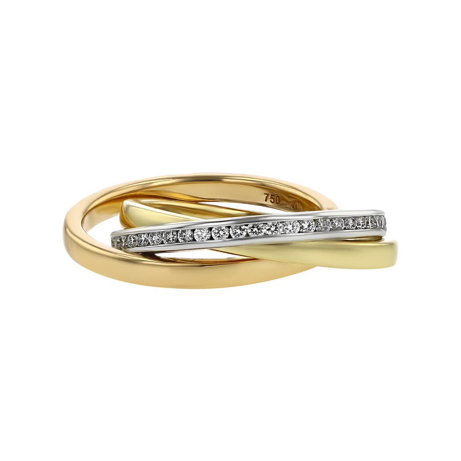 Tri Gold Diamond Interlocking Rings