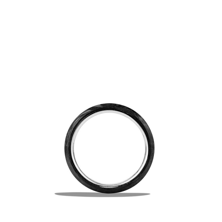 Beveled Band Ring with Forged Carbon