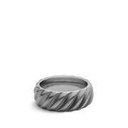 Modern Cable Wide Band Ring with Grey Titanium