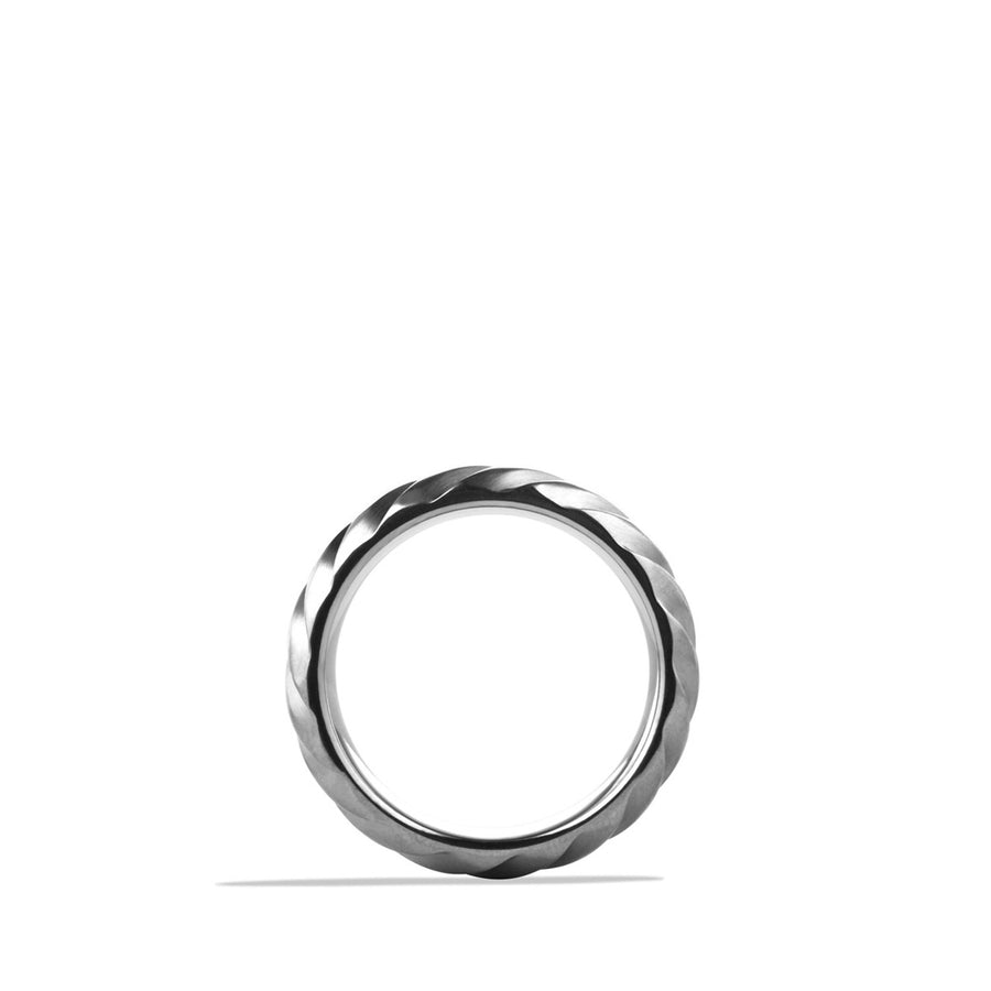 Modern Cable Wide Band Ring with Grey Titanium