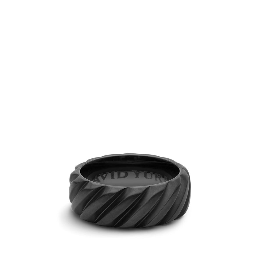 Modern Cable Wide Band Ring with Black Titanium