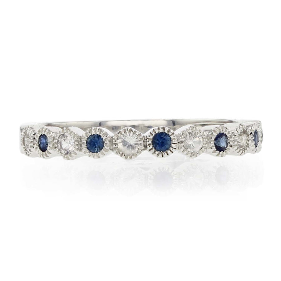 White and Blue Sapphire Wedding Band