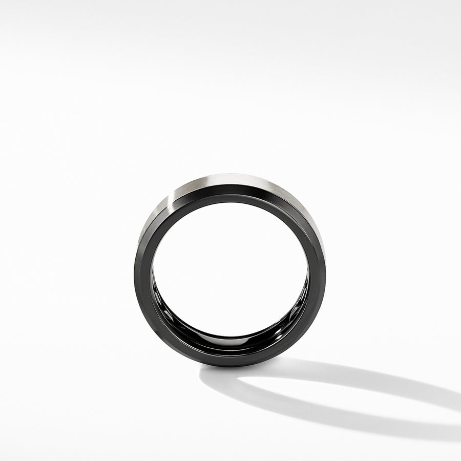 Beveled Band Ring in Black Titanium with Grey Titanium, 8mm