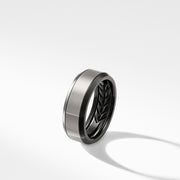 Beveled Band Ring in Black Titanium with Grey Titanium, 8mm