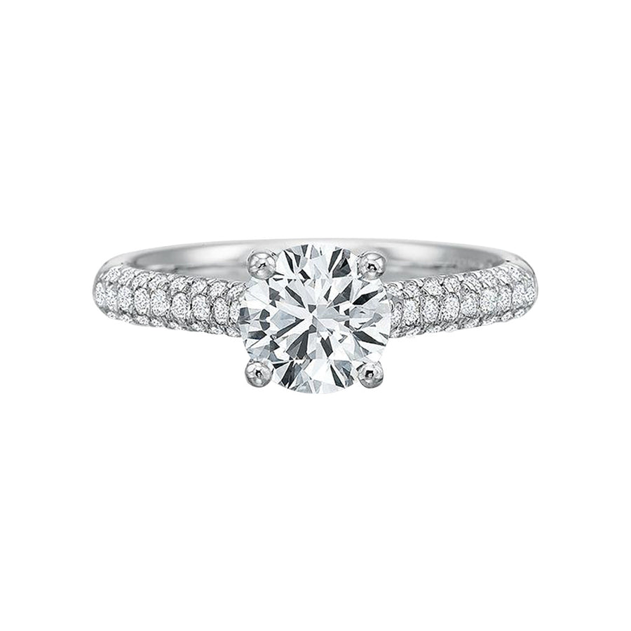 New Aire 3-Row Semi-Mount Ring in 18K White Gold and Platinum for Round Center