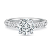 3 Row Pave Diamond Engagement Ring Setting