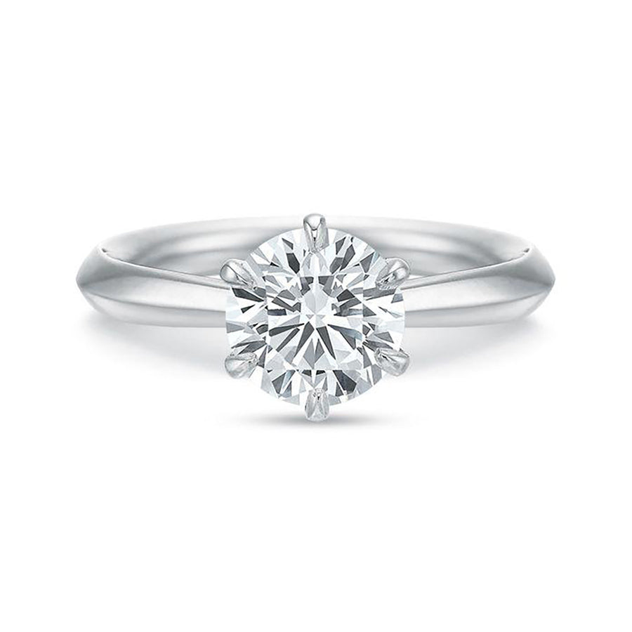 Low Profile 6 Prong Solitaire Engagement Ring Setting