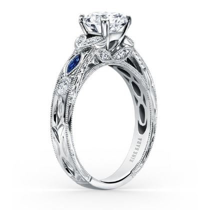 Floral Diamond and Marquise Sapphire Ring Setting