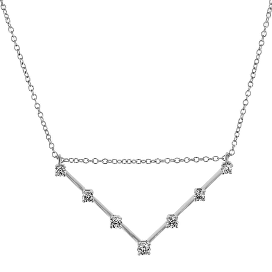 18K Gold/Rhodium V Diamond Pendant Necklace