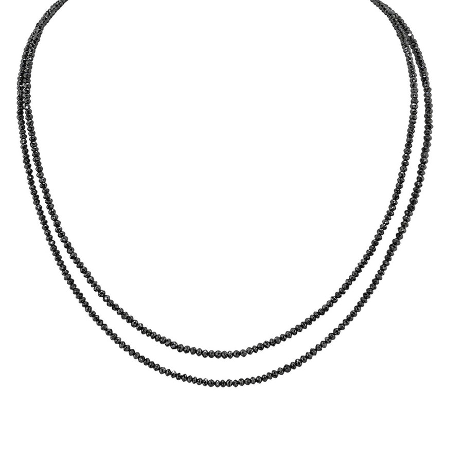 Platinum Black Diamond Bead 30-Inch Necklace