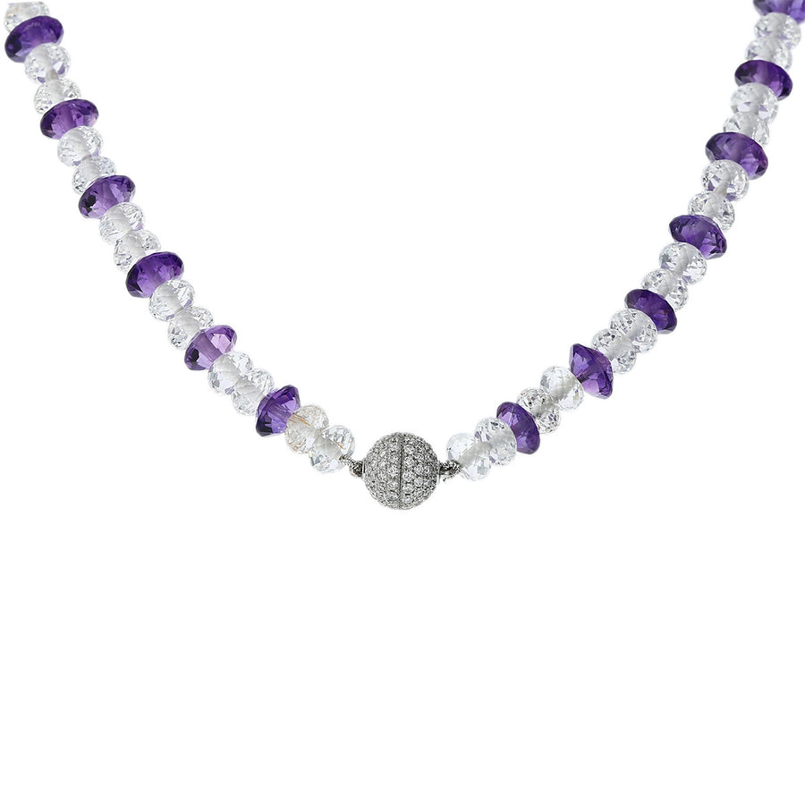White Topaz, Amethyst and Diamond Necklace