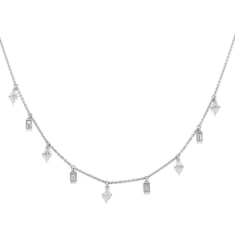 Lluvia Marquis and Baguette Diamond Necklace