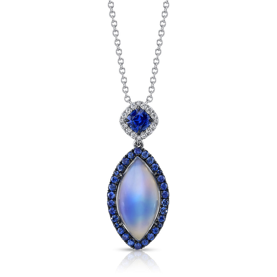 Moonstone, Sapphire and Diamond Pendant