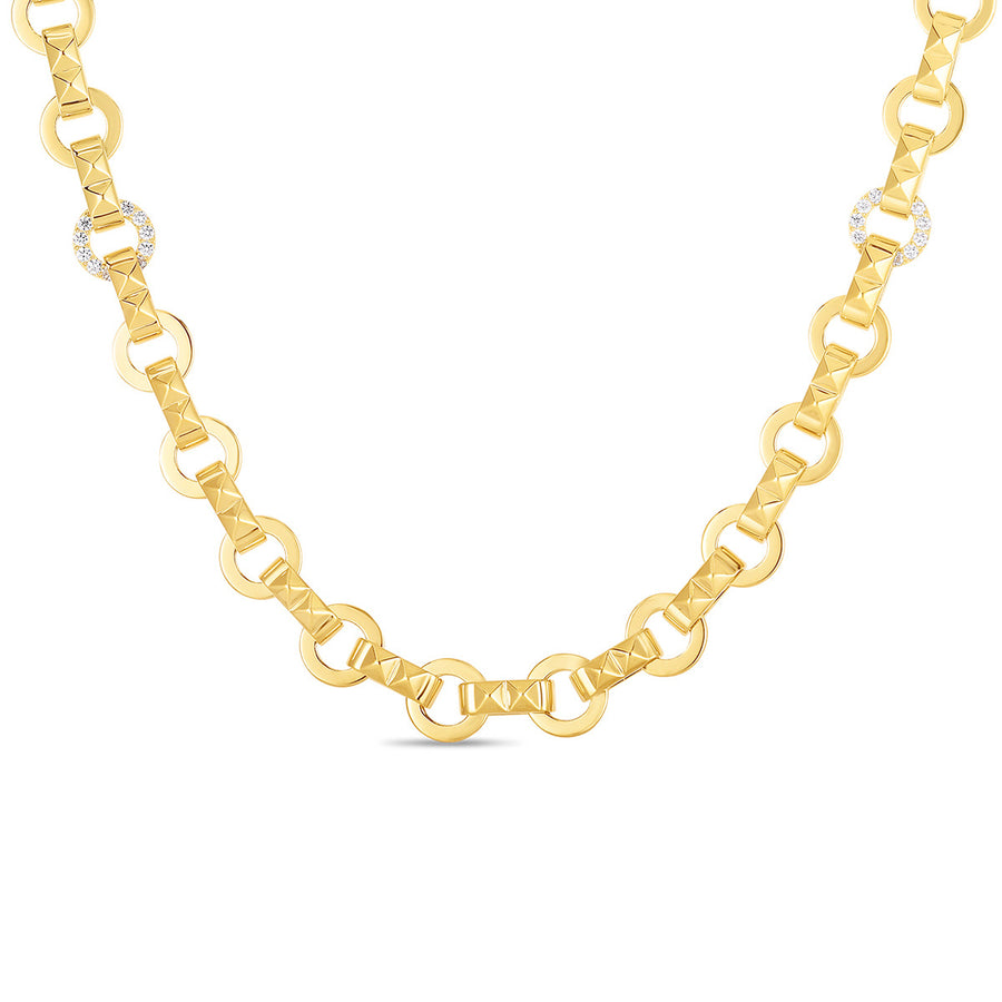 18K Obelisco Chain with Single Diamond Station Necklace