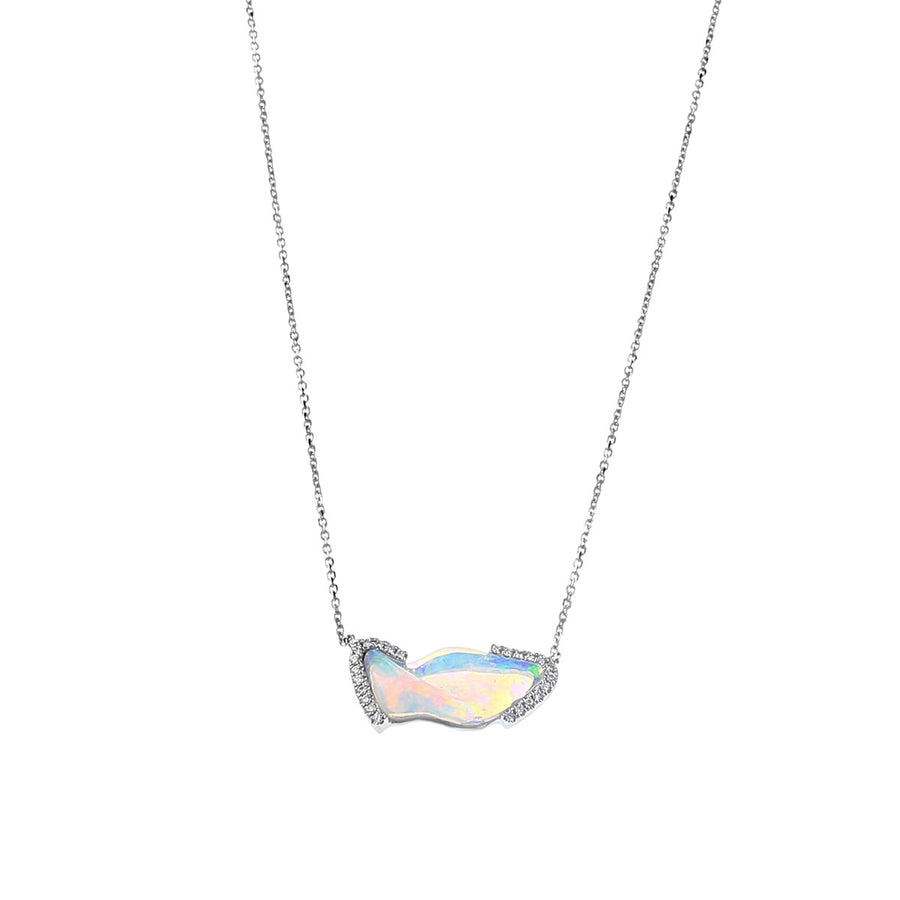 Australian Freeform Opal and Diamond Pendant
