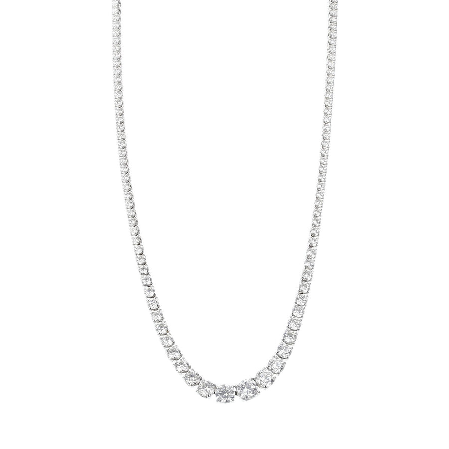 18K White Gold Cento Diamond Riviera Necklace