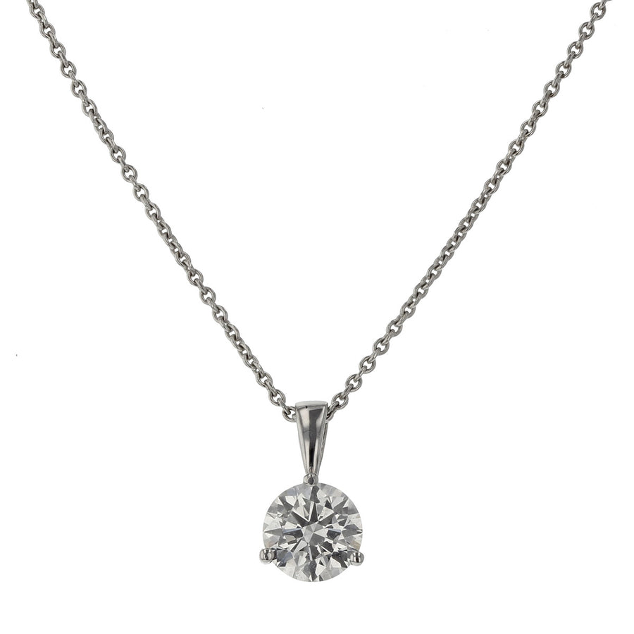 18K White Gold Brilliant Diamond Pendant Necklace
