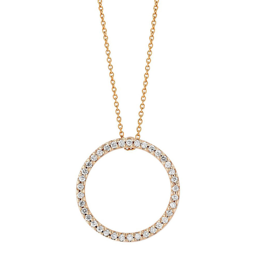 Small Circle Pendant with Diamonds in Rose Gold