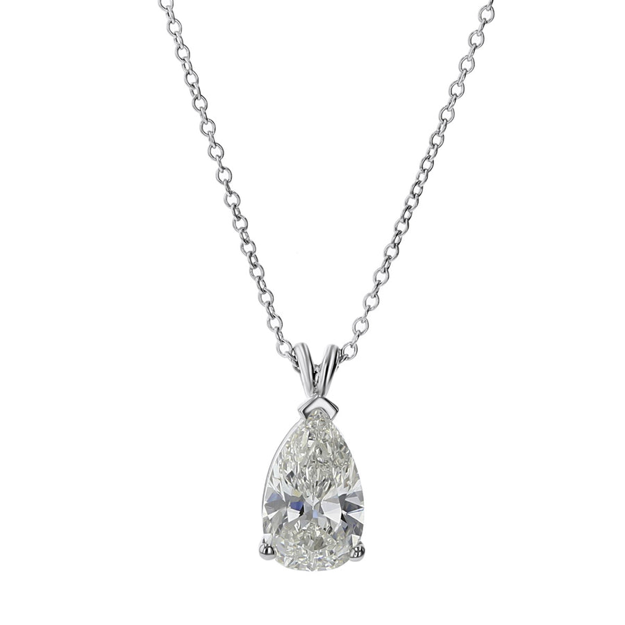Platinum Pear Diamond Pendant Necklace