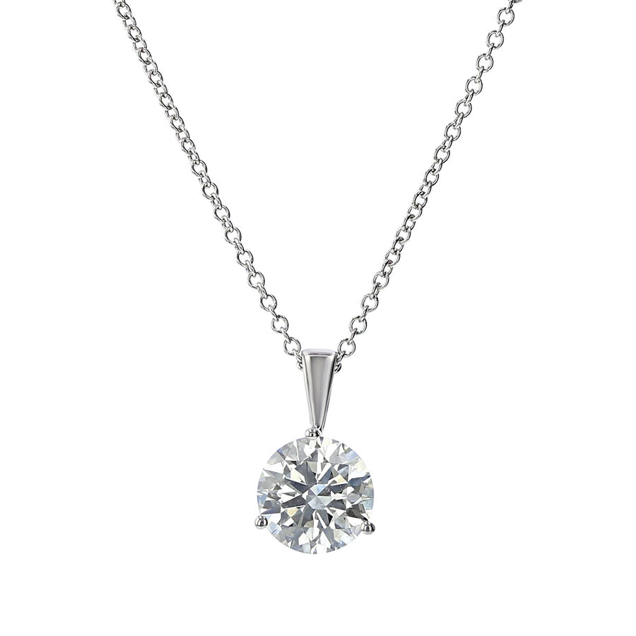 18K White Gold Diamond Solitaire Pendant Necklace