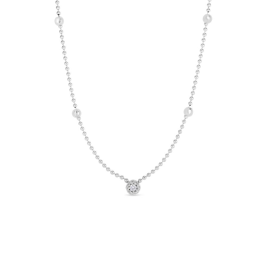 18k White Gold Diamond Alternating Bead Chain