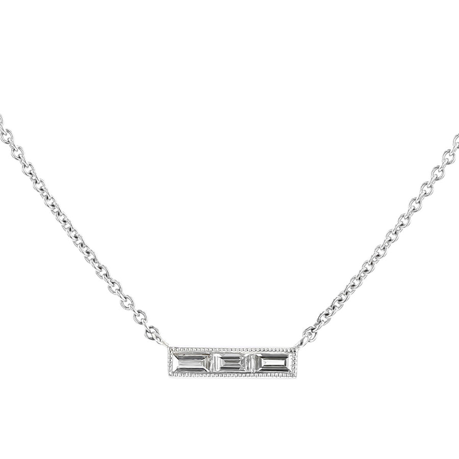 Silhouette Baguette Diamond Bar Necklace