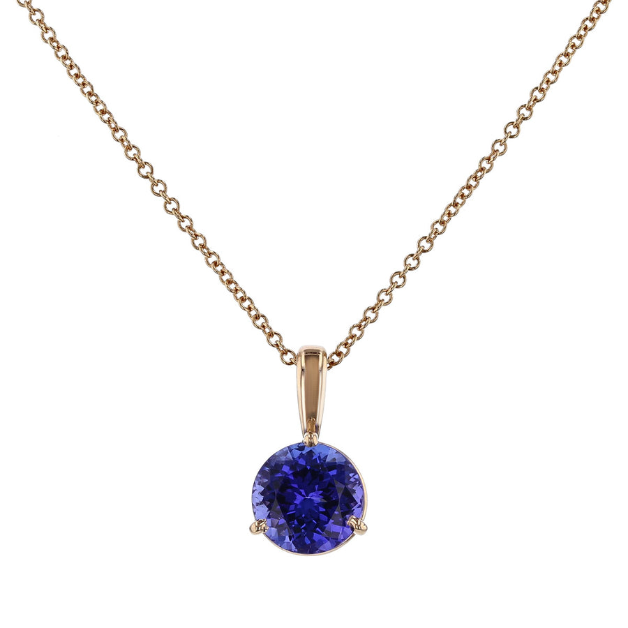 14K Rose Gold Blue Tanzanite Pendant Necklace