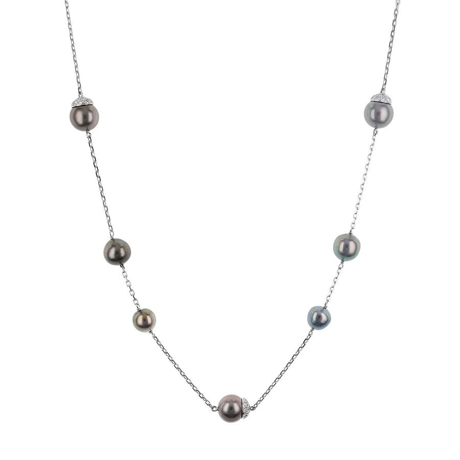 41-Inch Black Tahitian Pearl and Diamond Necklace