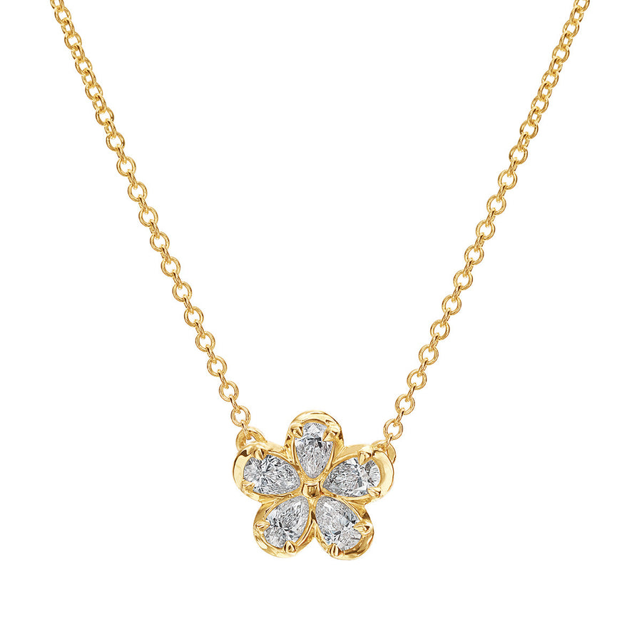 L'Amour Crisscut Pear Shape Diamond Floral Necklace