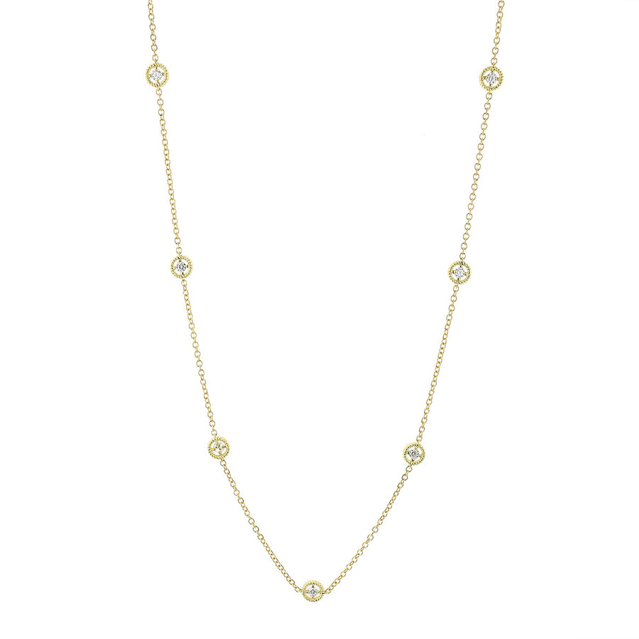 18K Yellow Gold Diamonds by the Inch 7 Station Necklace