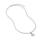 Pave Initial Pendant Necklace in Sterling Silver with Diamond K