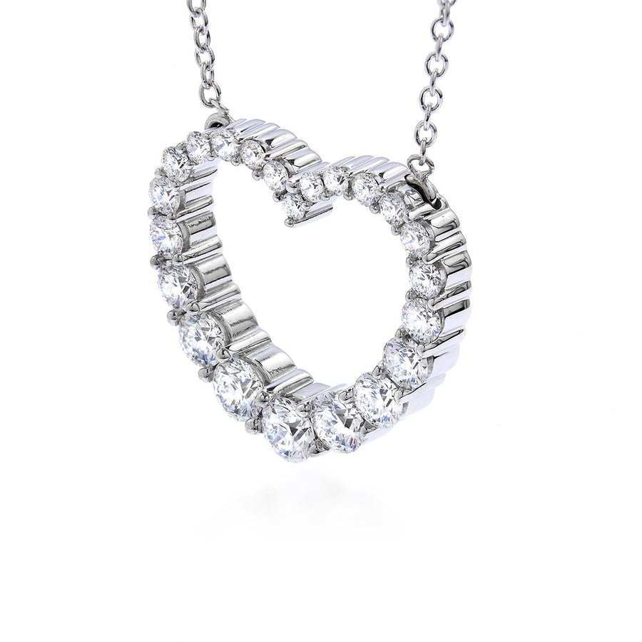 Whimsical Graduated Heart Diamond Pendant Necklace