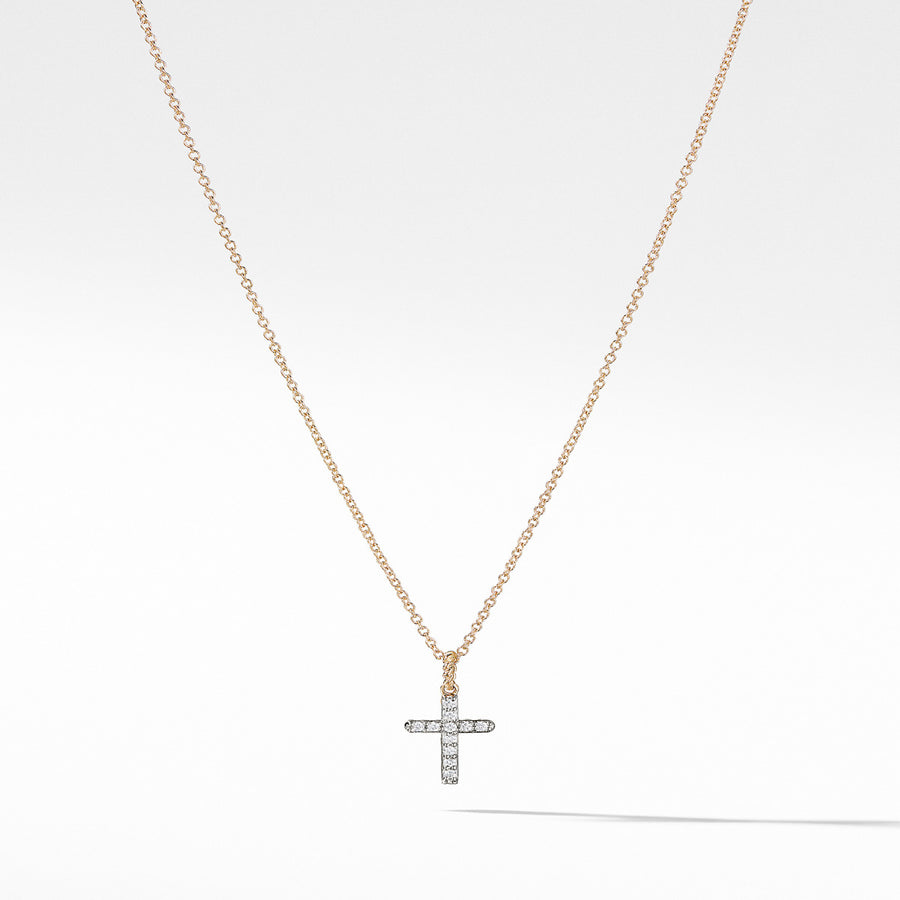 Cable Collectibles Cross with Diamonds in Gold on Chain