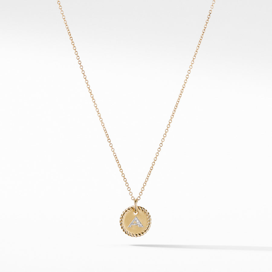 Initial Charm Necklace with Diamonds in Gold on Chain