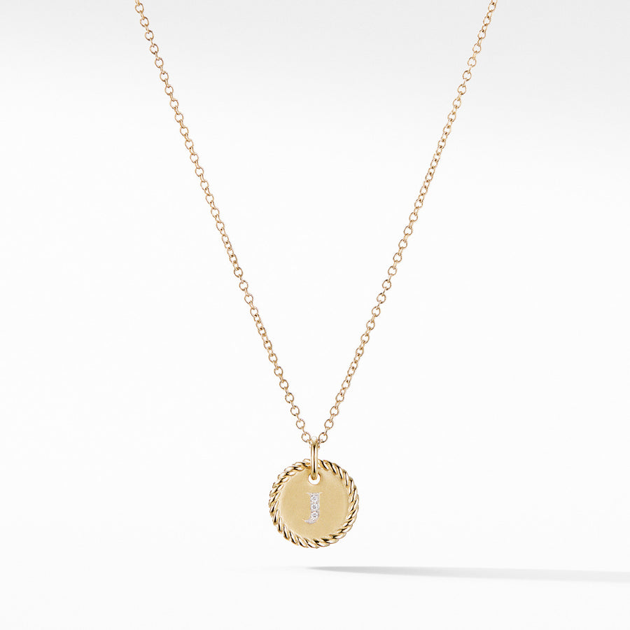 Initial Charm Necklace with Diamonds in Gold on Chain