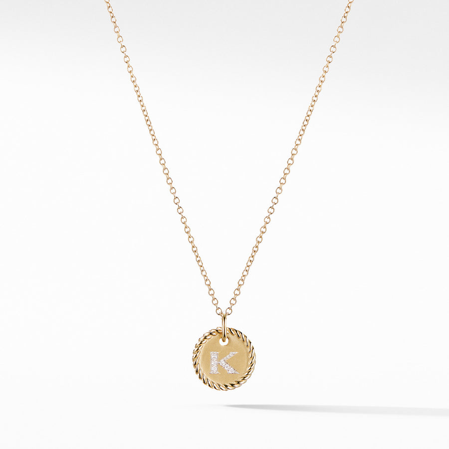 Initial Charm Necklace with Diamonds in Gold on Chain